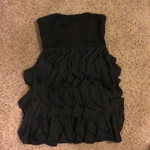 Strapless, black ruffle dress, size 6